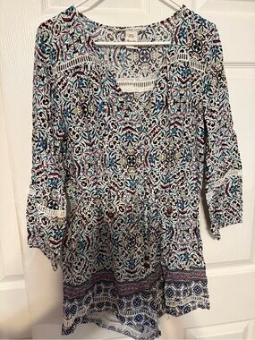 Women's Printed V-Neck Romper- Multicolor
